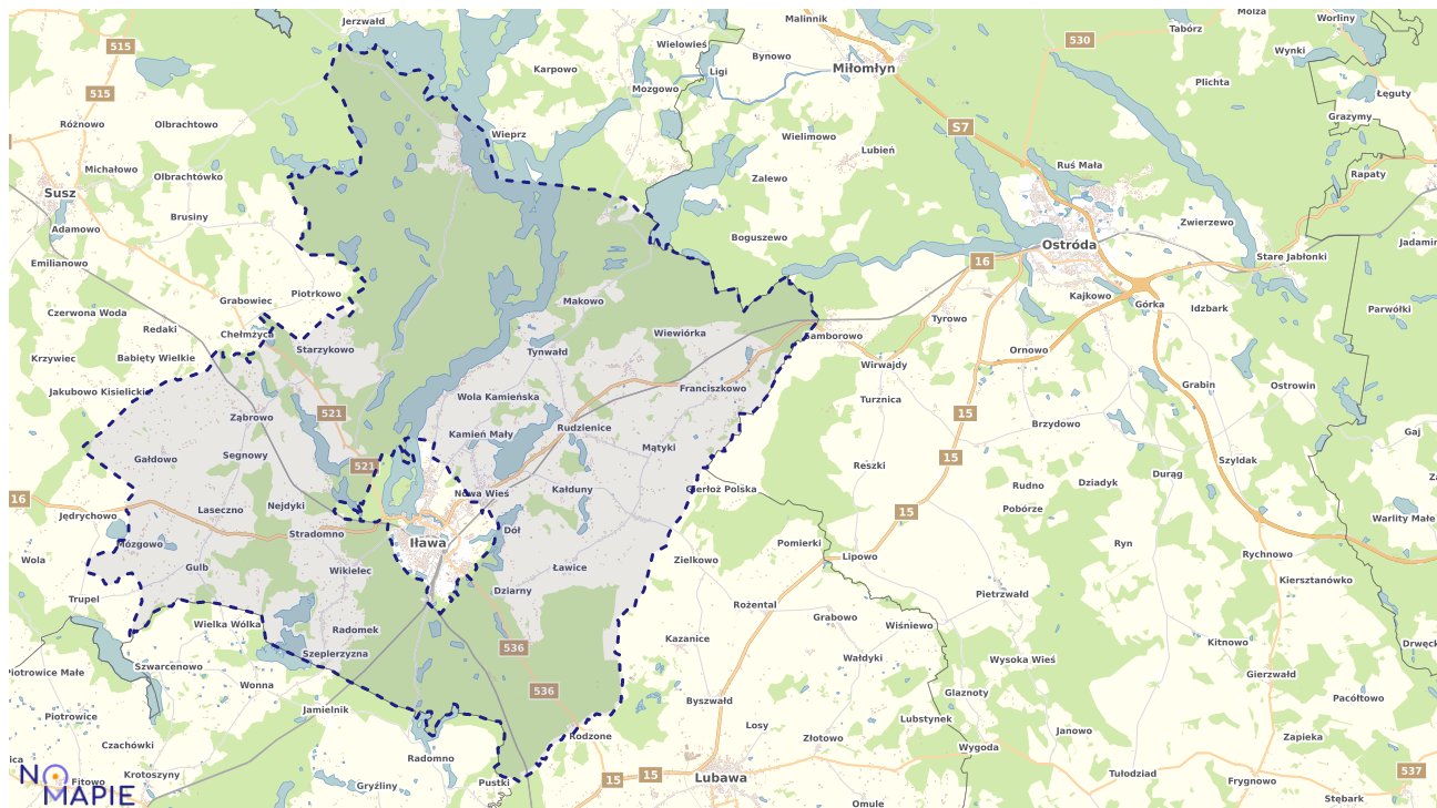 Mapa obszarów ochrony przyrody Iławy